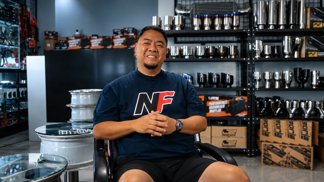 Ronald Delos Santos seated in the Nitrofuze showroom